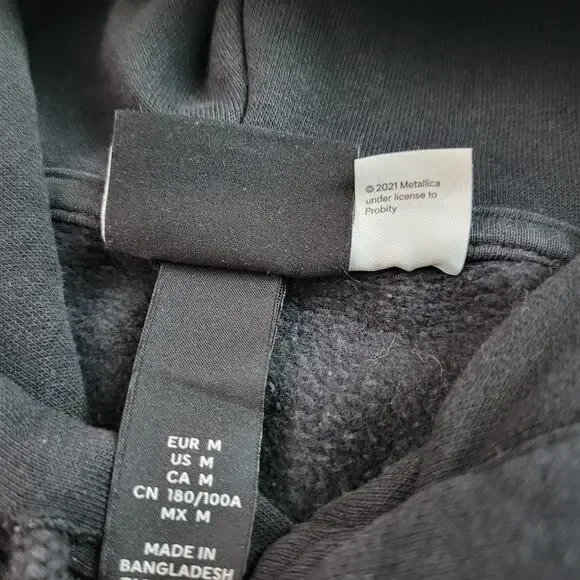 H&M Metallica In Vertigo You Will Be Hoodie Mens M Black Fleece Sweatshirt - Picture 8 of 10